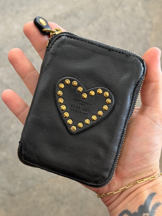 Campomaggi Handbags - Campomaggi Leather Studded Zip Bifold Wallet in Black